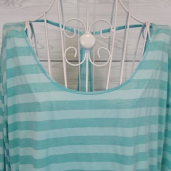 Z by Zella open back striped yoga top - aqua Women's Size M - Picture 2 of 10